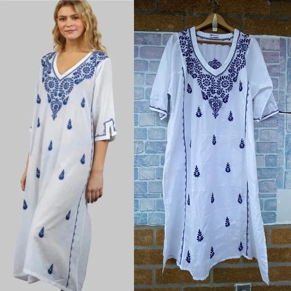 Sevya Handmade Parama Embroidered Caftan One Size - Picture 1 of 11